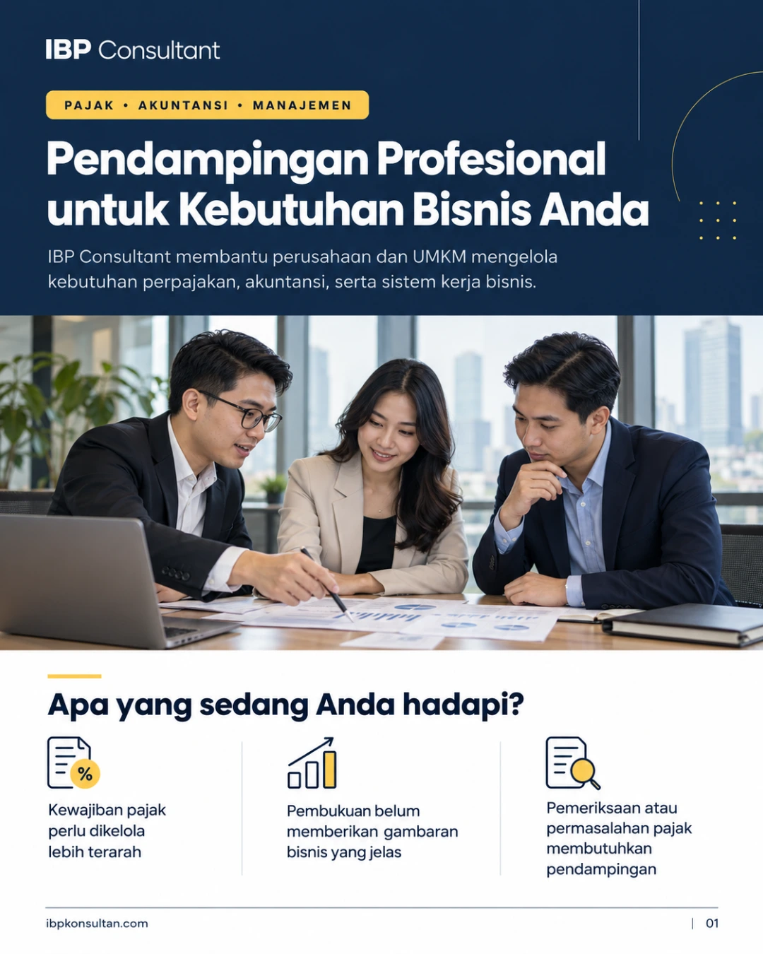 IBP Consultant membantu kebutuhan perpajakan, pembukuan, dan pendampingan permasalahan pajak perusahaan serta UMKM.